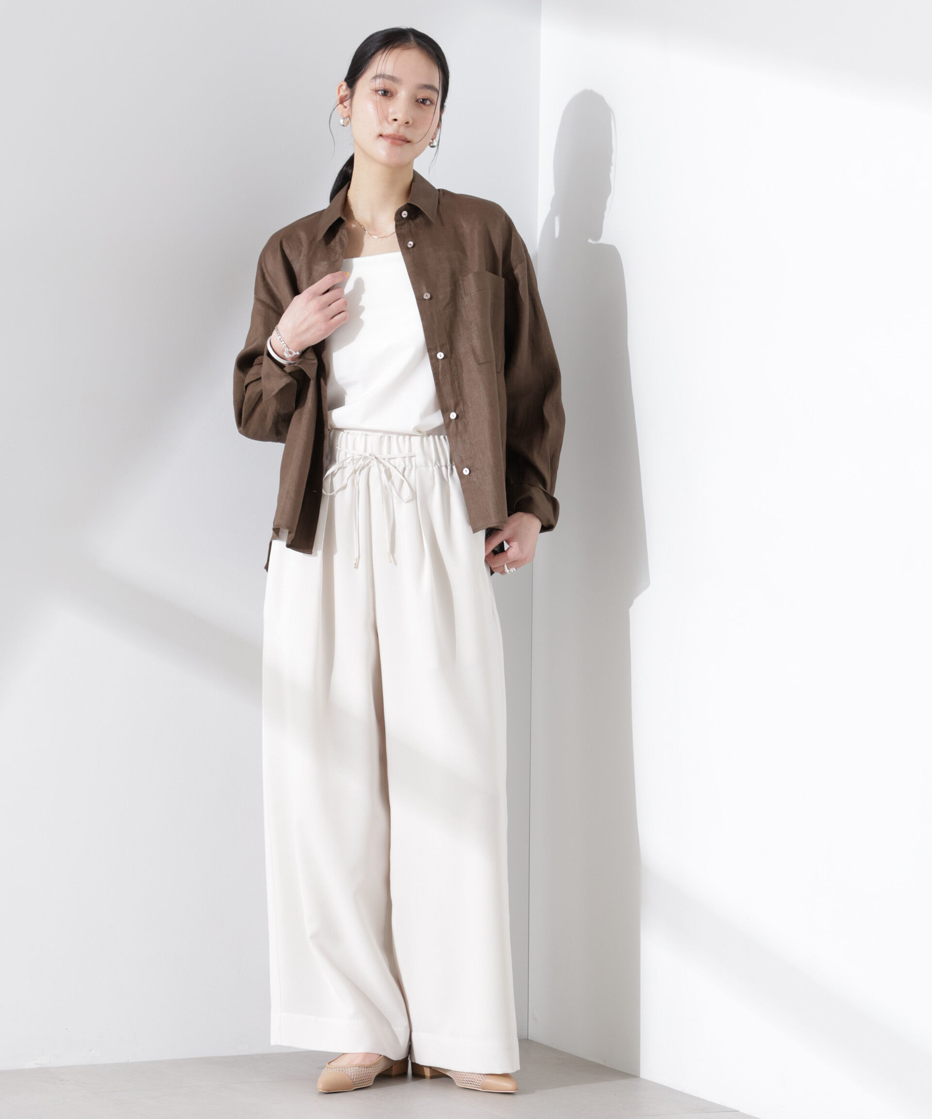 nano･universe「ヨーロピアンフラックス シアーシャツ（セットアップ可）」|シャツ・ブラウス|