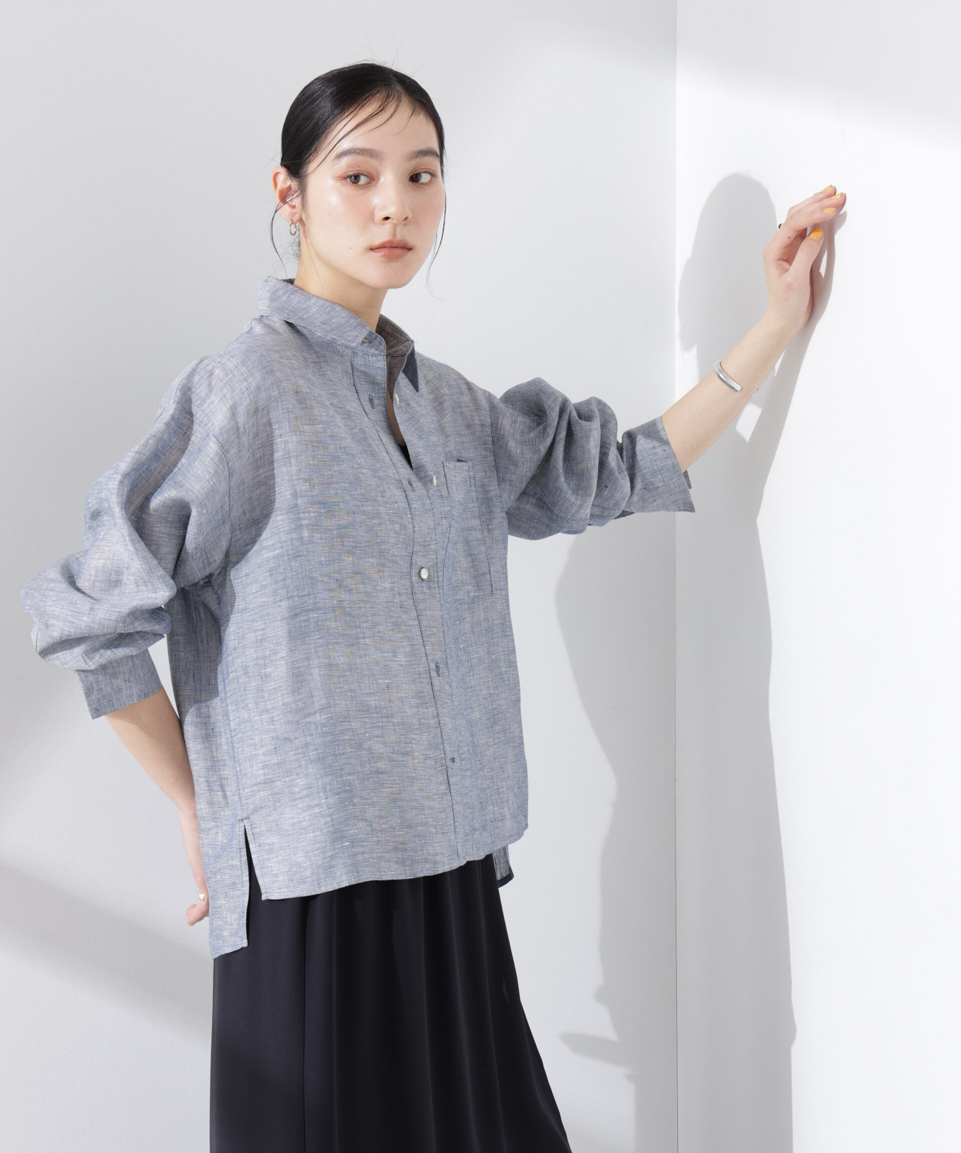 nano･universe「ヨーロピアンフラックス シアーシャツ（セットアップ可）」|シャツ・ブラウス|