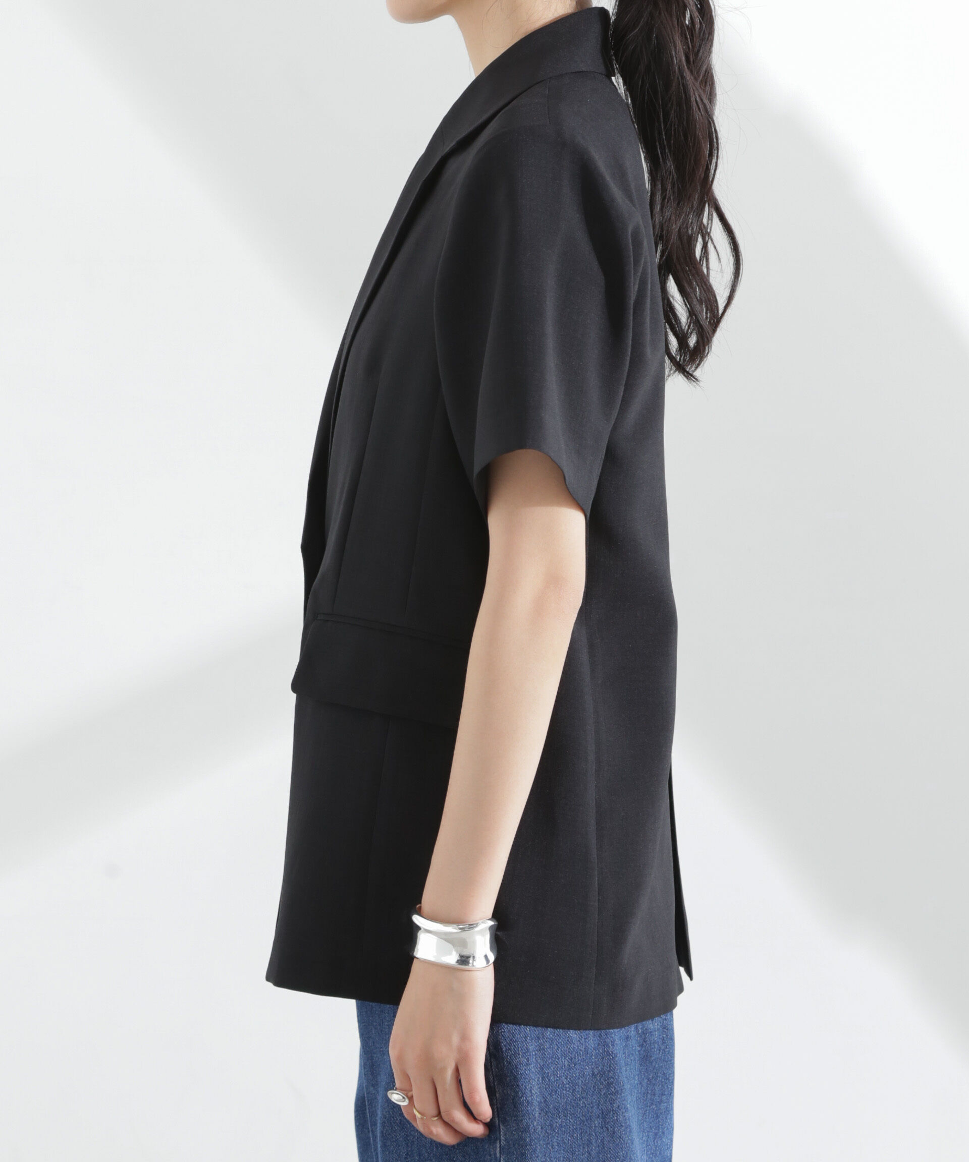 nano･universe「メランジドライ 半袖テーラードジャケット(セットアップ可)」|テーラードジャケット|