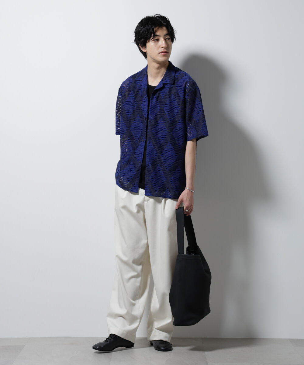 nano･universe「ダイヤレース オープンカラーシャツ」|シャツ・ブラウス|