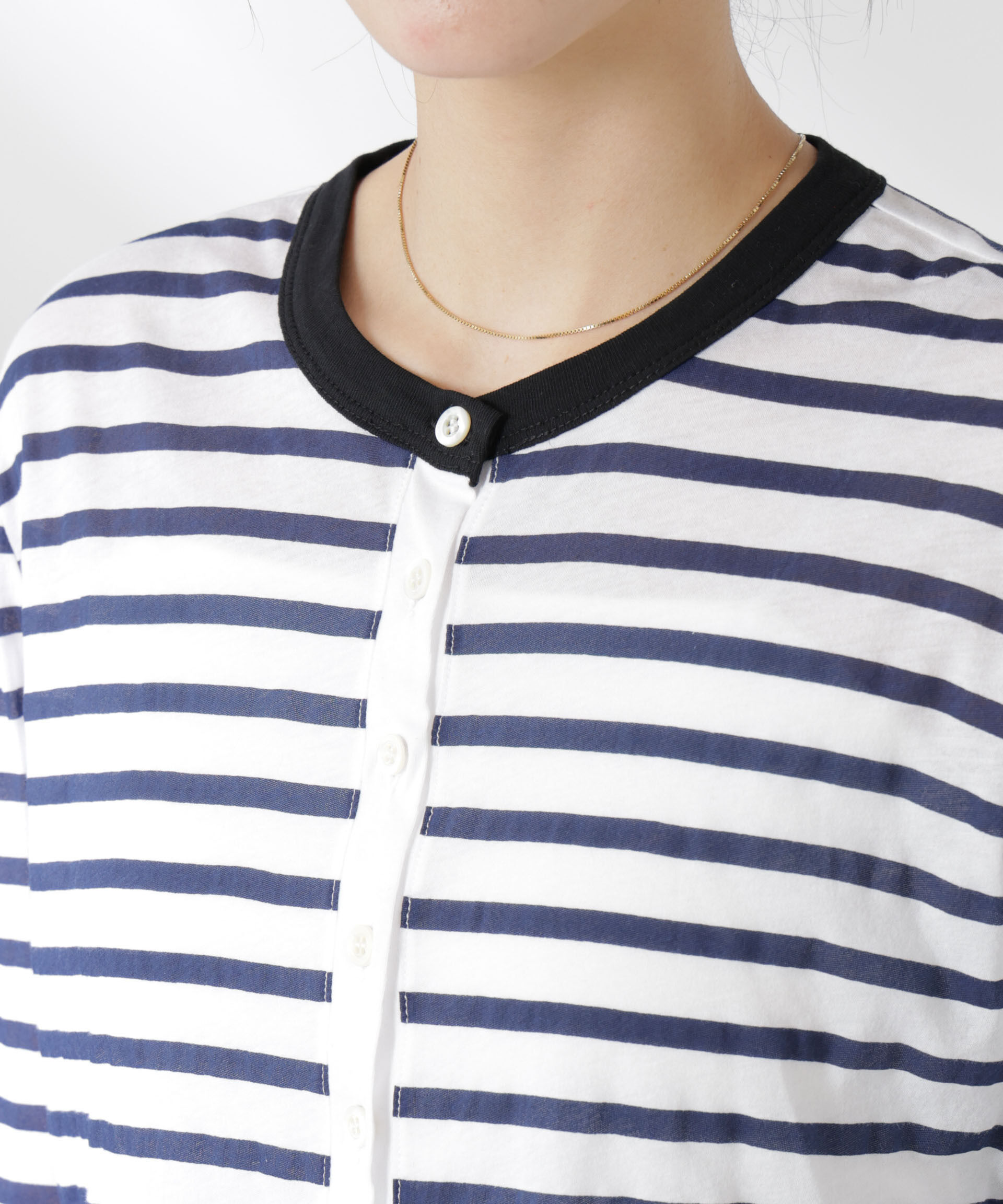 nano･universe「ボーダーシアーコットンカーディガン」|Tシャツ・カットソー|