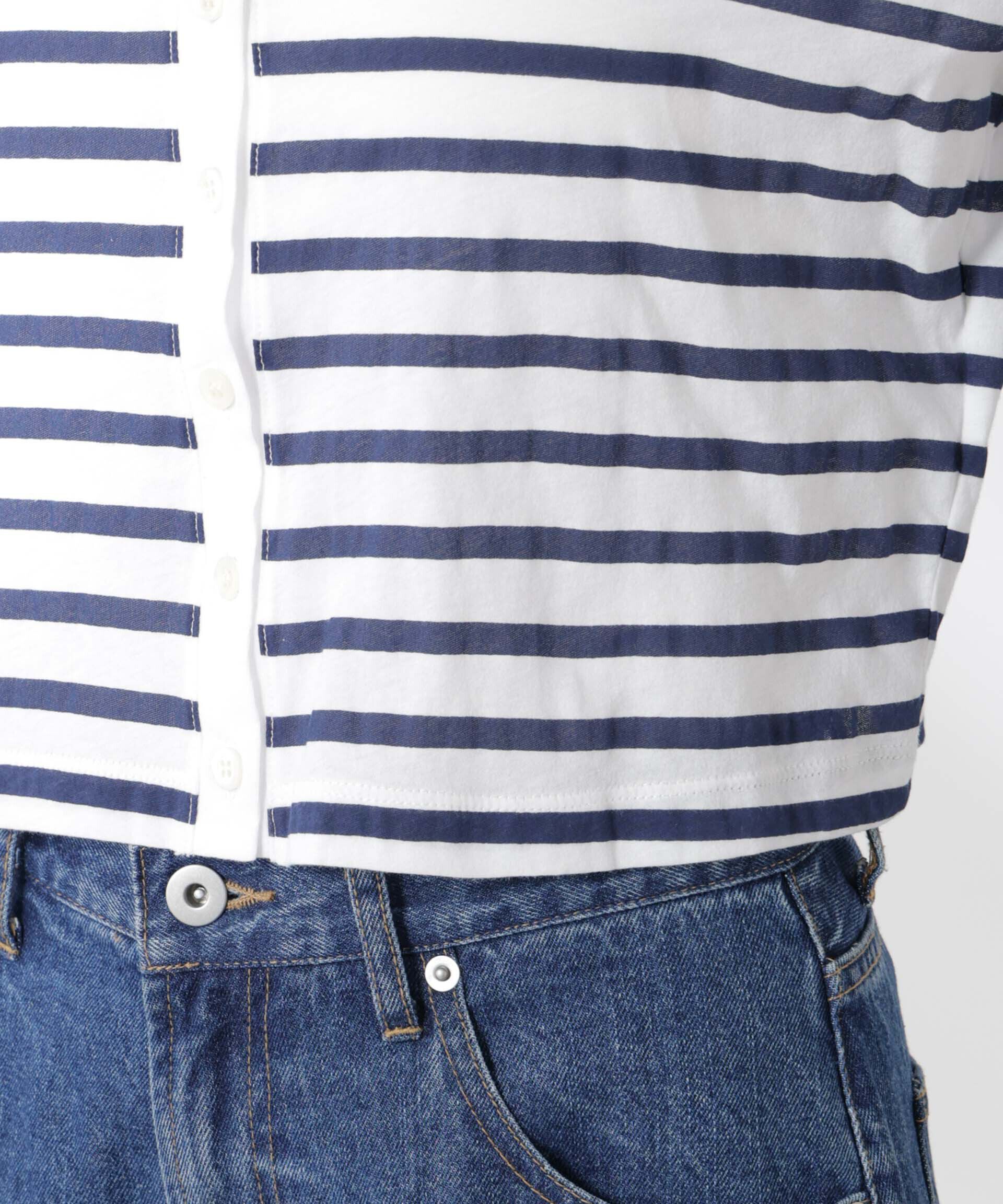 nano･universe「ボーダーシアーコットンカーディガン」|Tシャツ・カットソー|