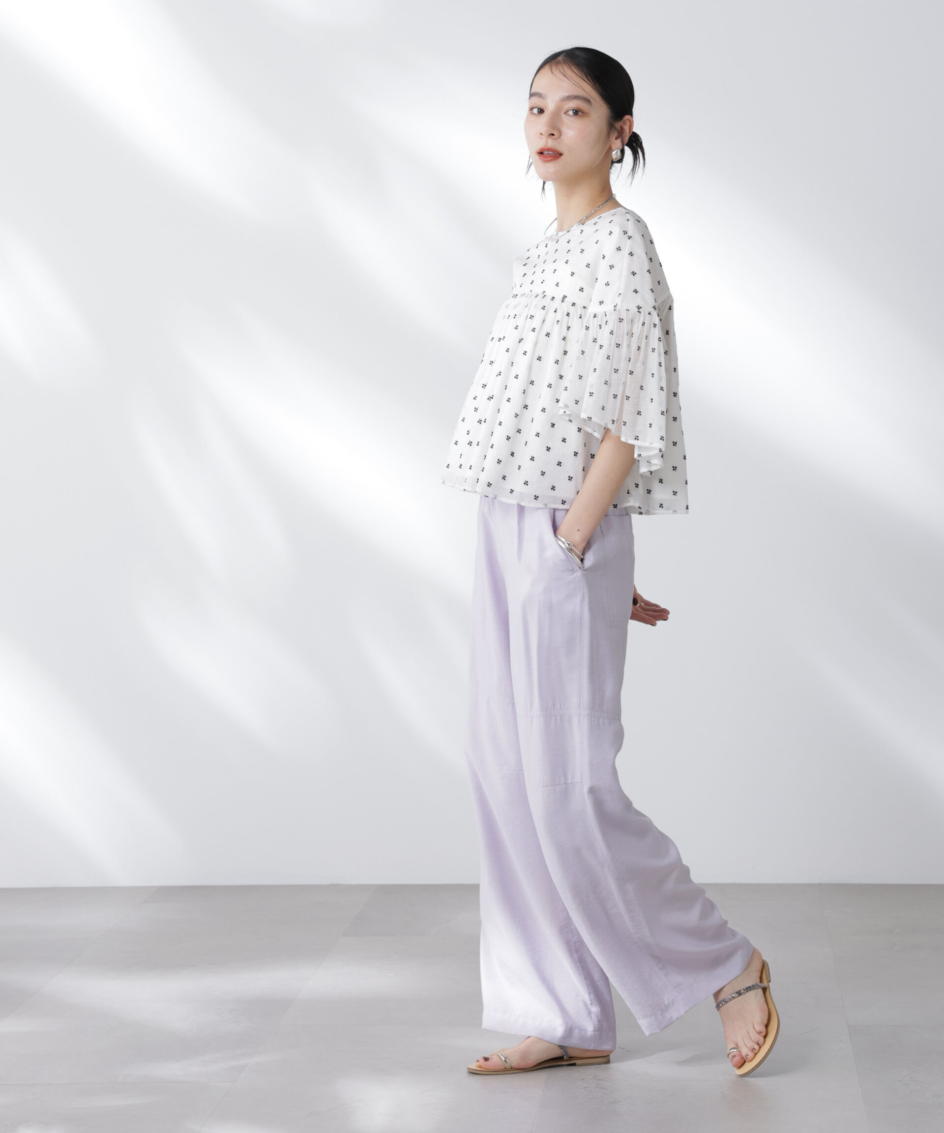 nano･universe「made in india コットンフロッキーフラワーブラウス」|シャツ・ブラウス|