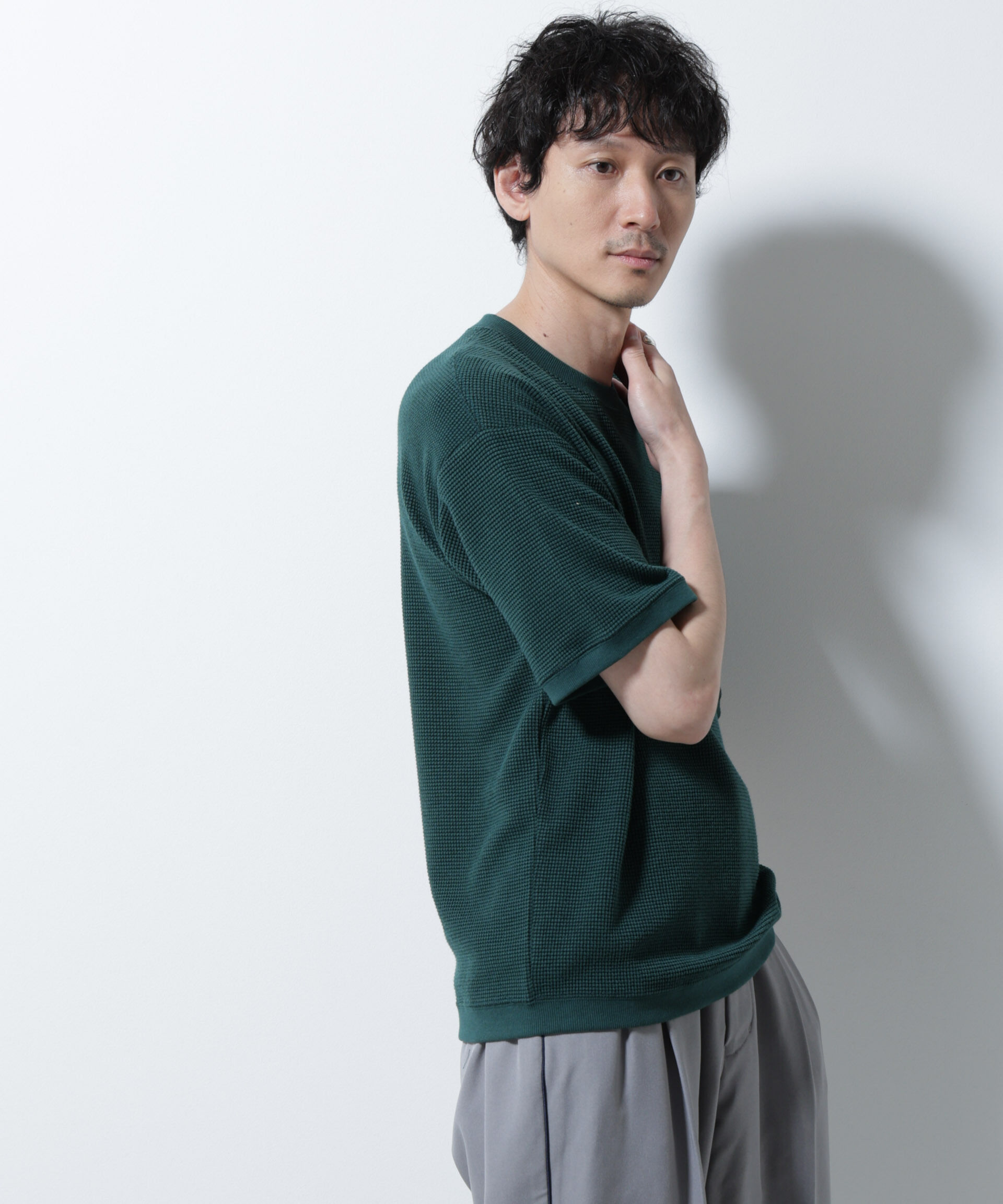 nano･universe「テックワッフルクルーネックTシャツ 半袖」|Tシャツ・カットソー|