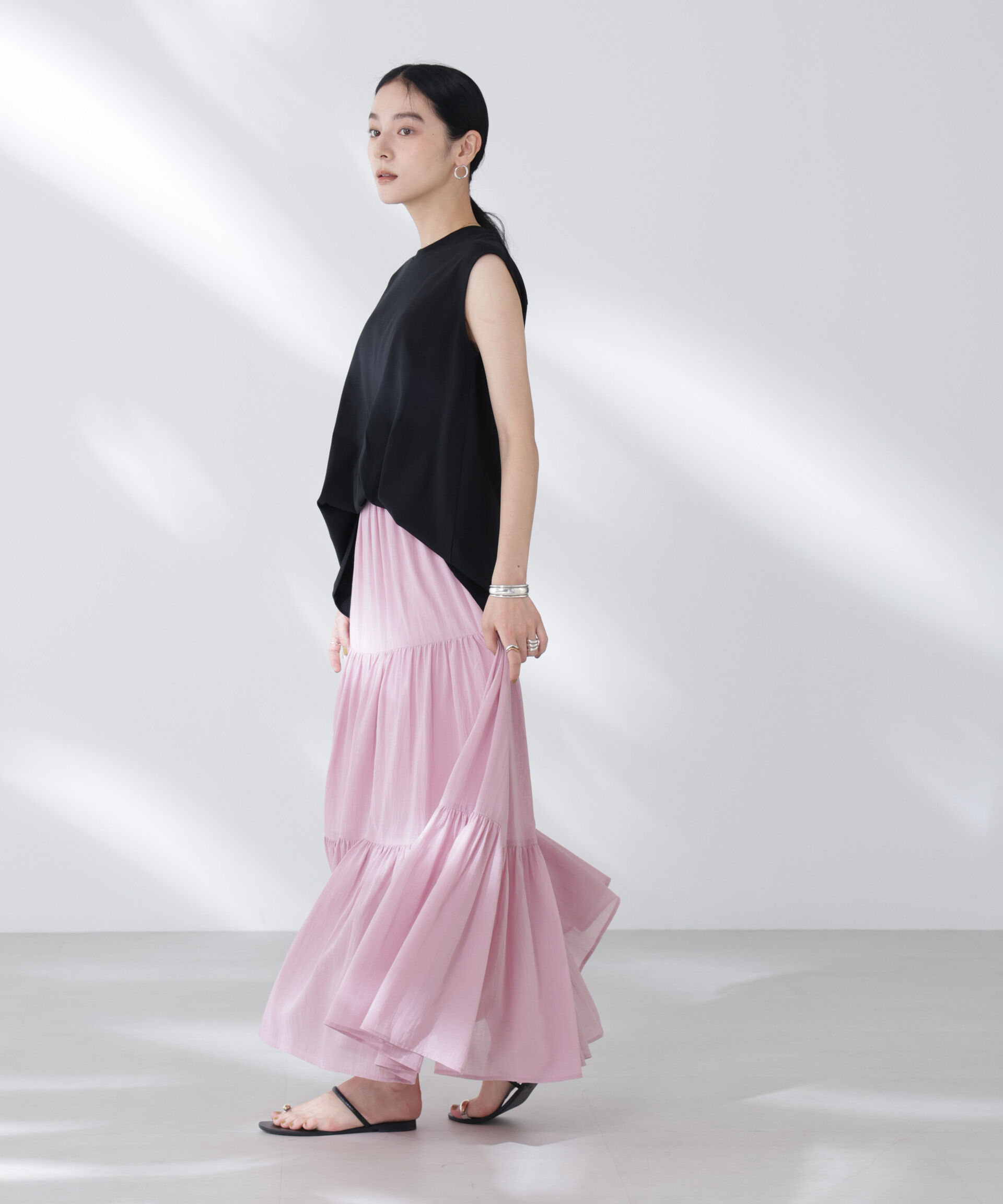 nano･universe「コットンシフォンティアードスカート」|スカート|