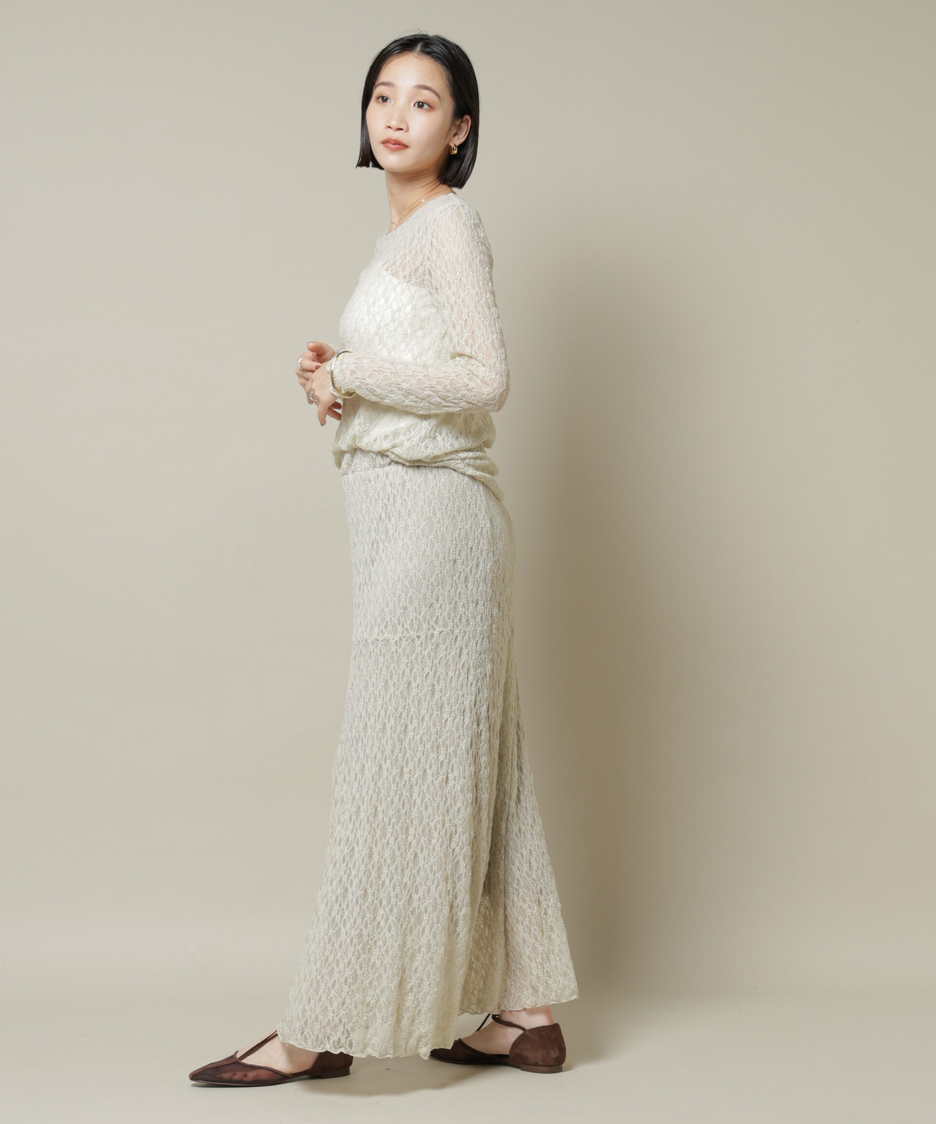 nano･universe「シアーレースフレアスカート(セットアップ可)」|スカート|