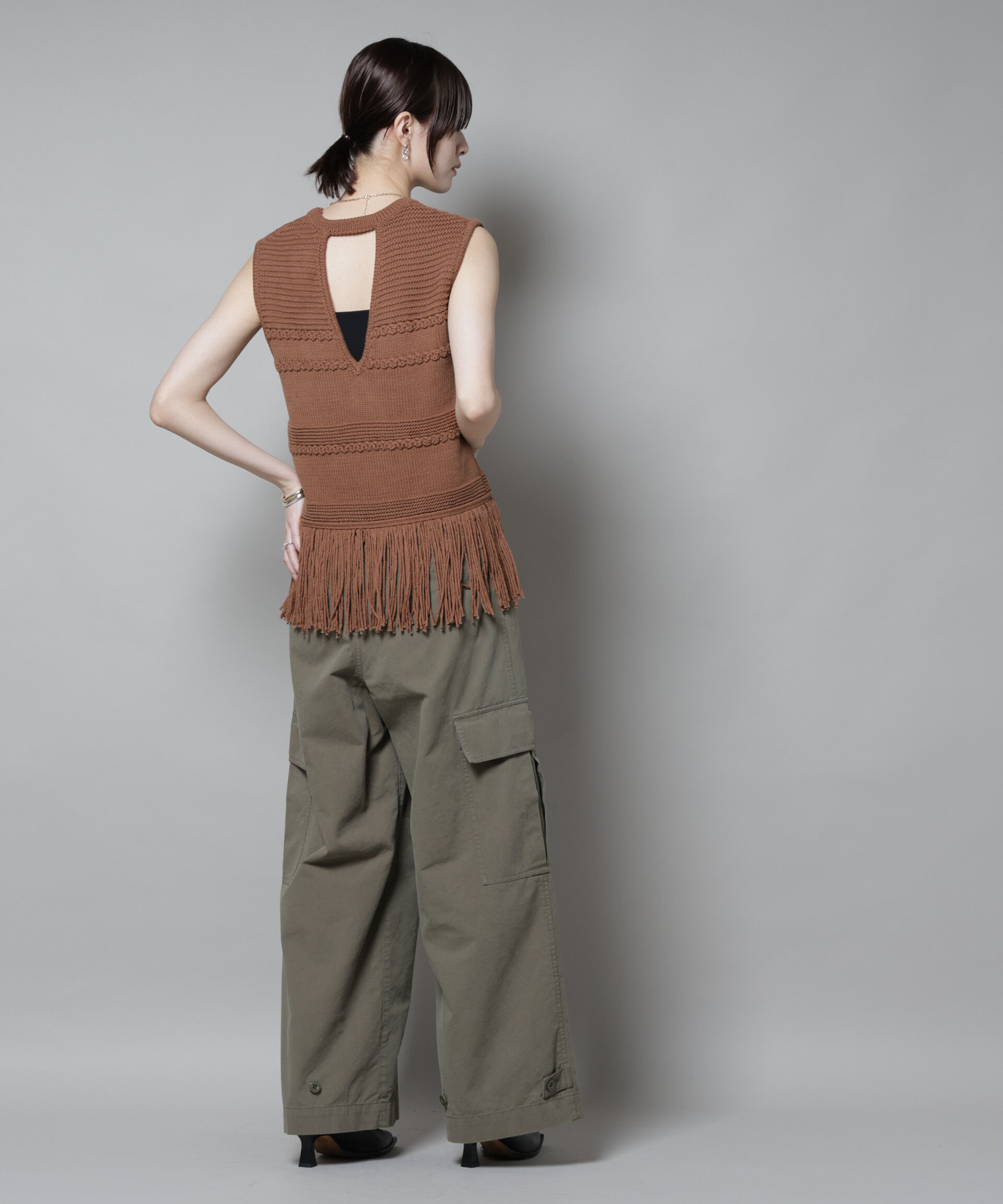 nano･universe「リリヤーンフリンジニットベスト」|ニット・セーター|