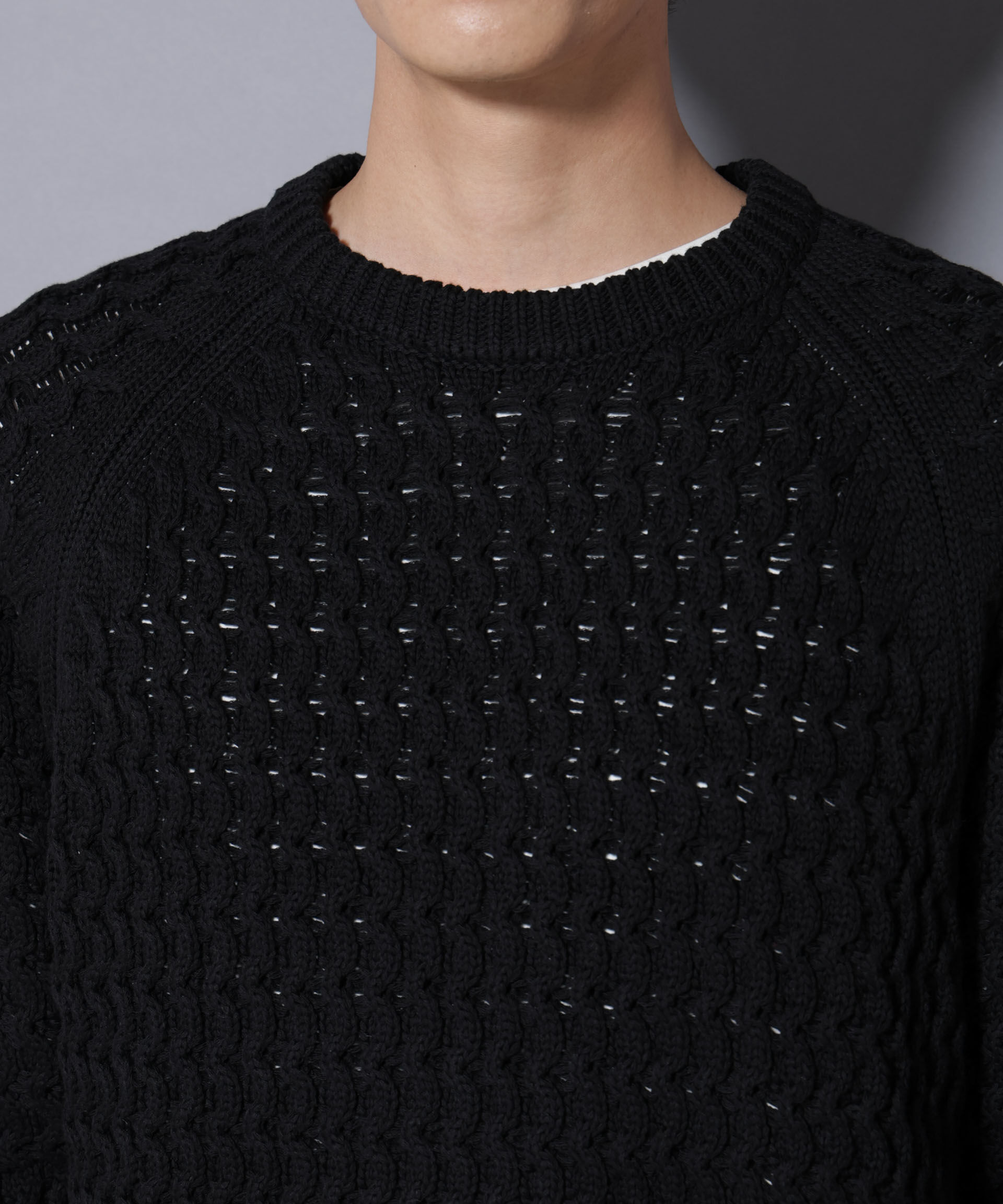 nano･universe「ヴァーグケーブルラグランニット」|ニット・セーター|