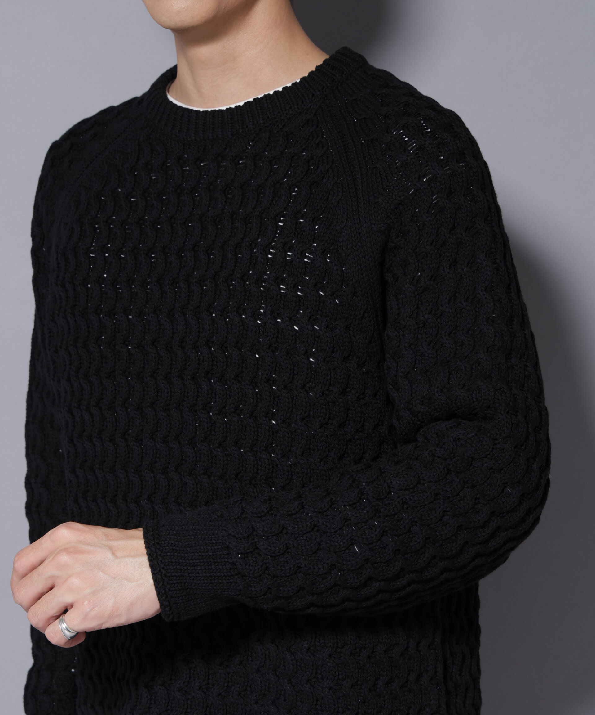 nano･universe「ヴァーグケーブルラグランニット」|ニット・セーター|