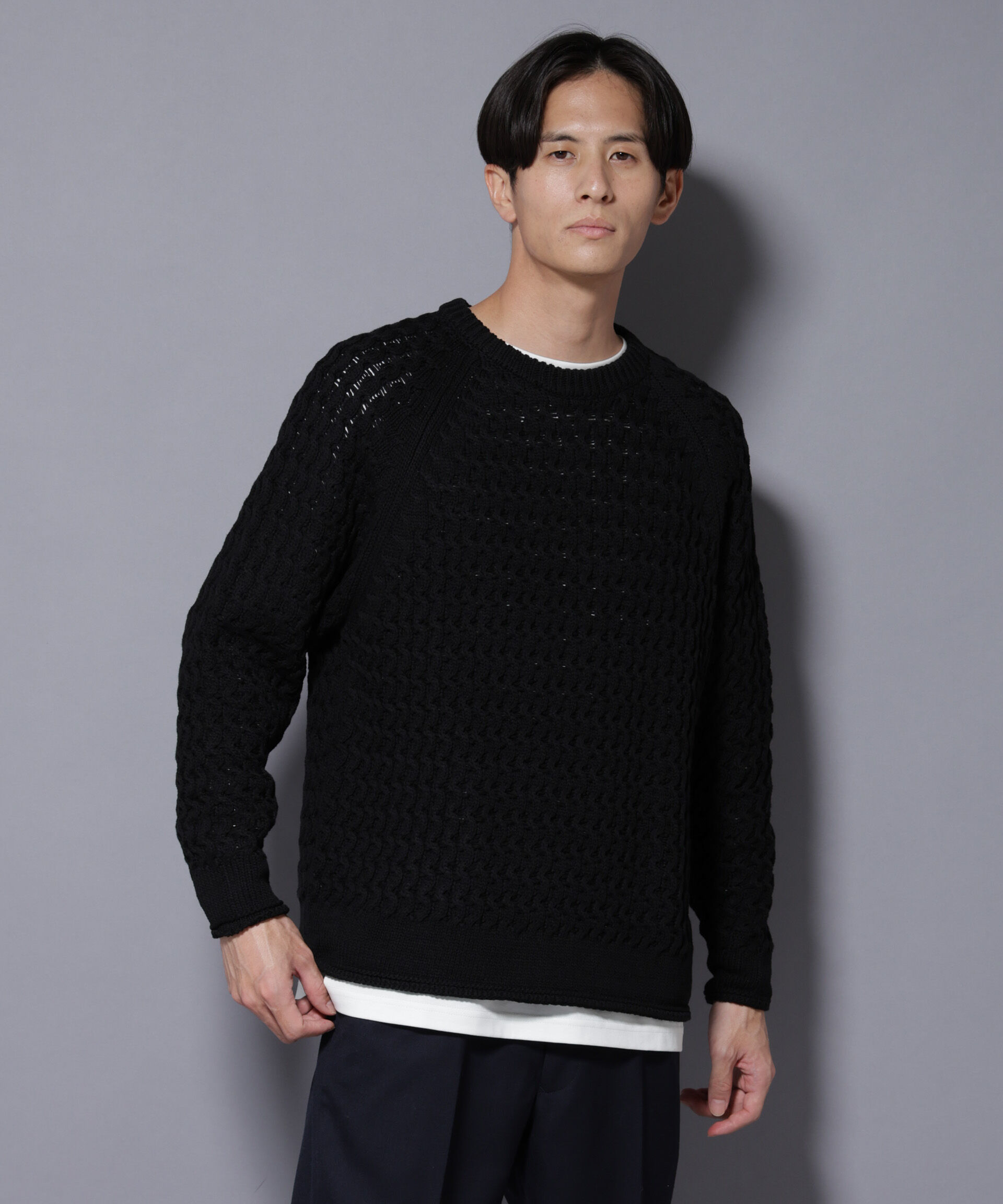 nano･universe「ヴァーグケーブルラグランニット」|ニット・セーター|