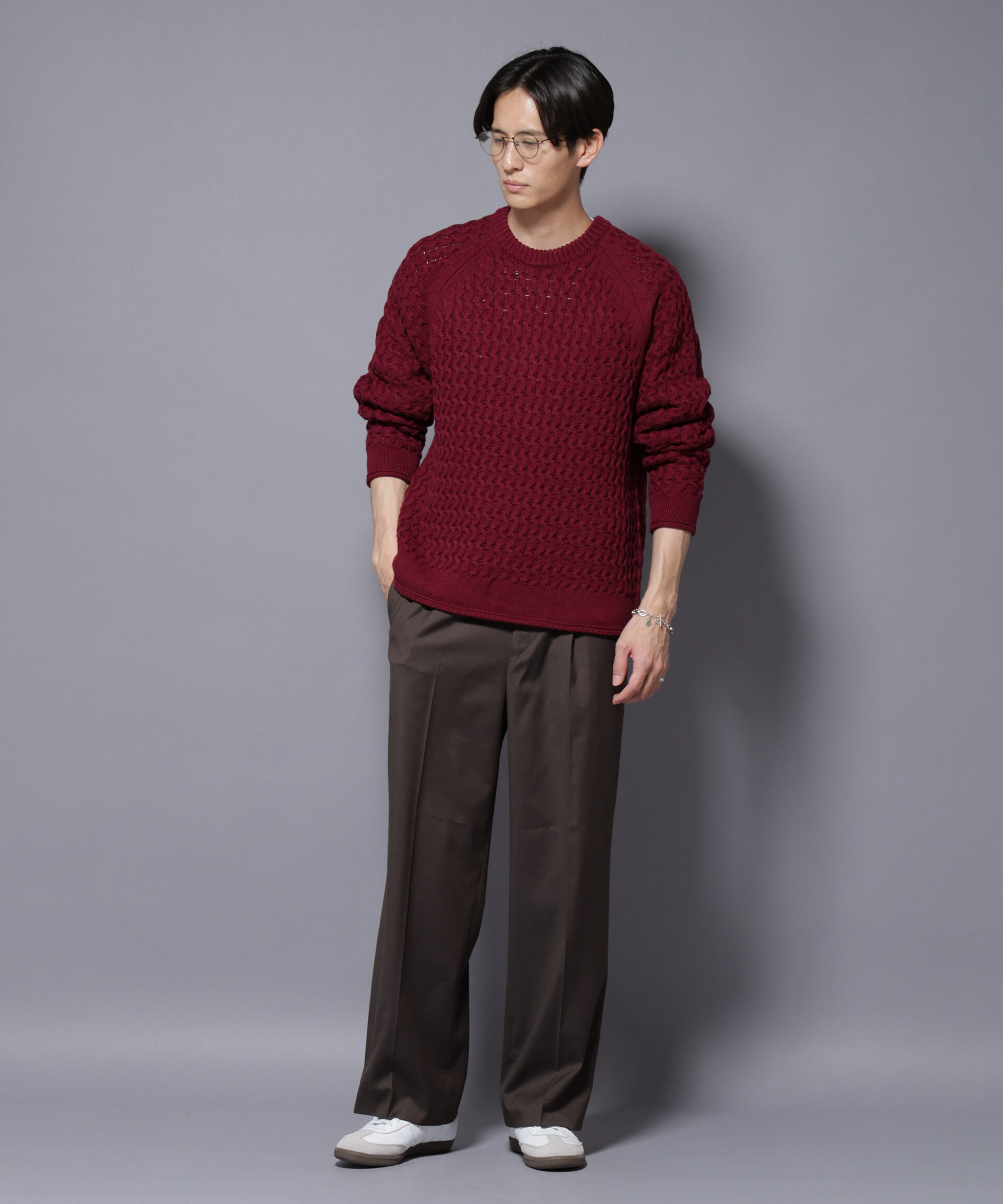 nano･universe「ヴァーグケーブルラグランニット」|ニット・セーター|