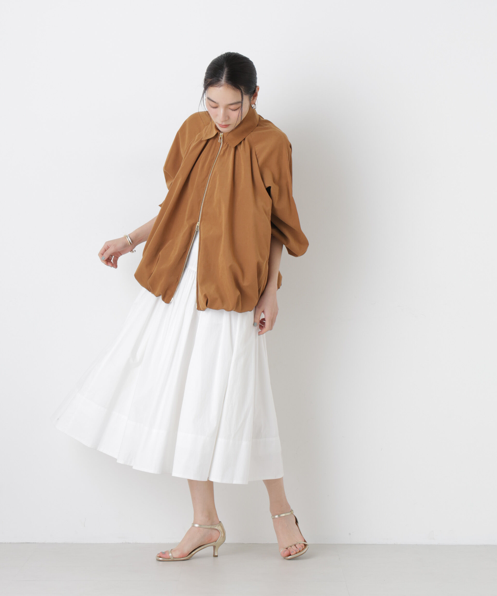 nano･universe「ライトスエードギャザーバルーンブルゾン」|ブルゾン・スタジャン|