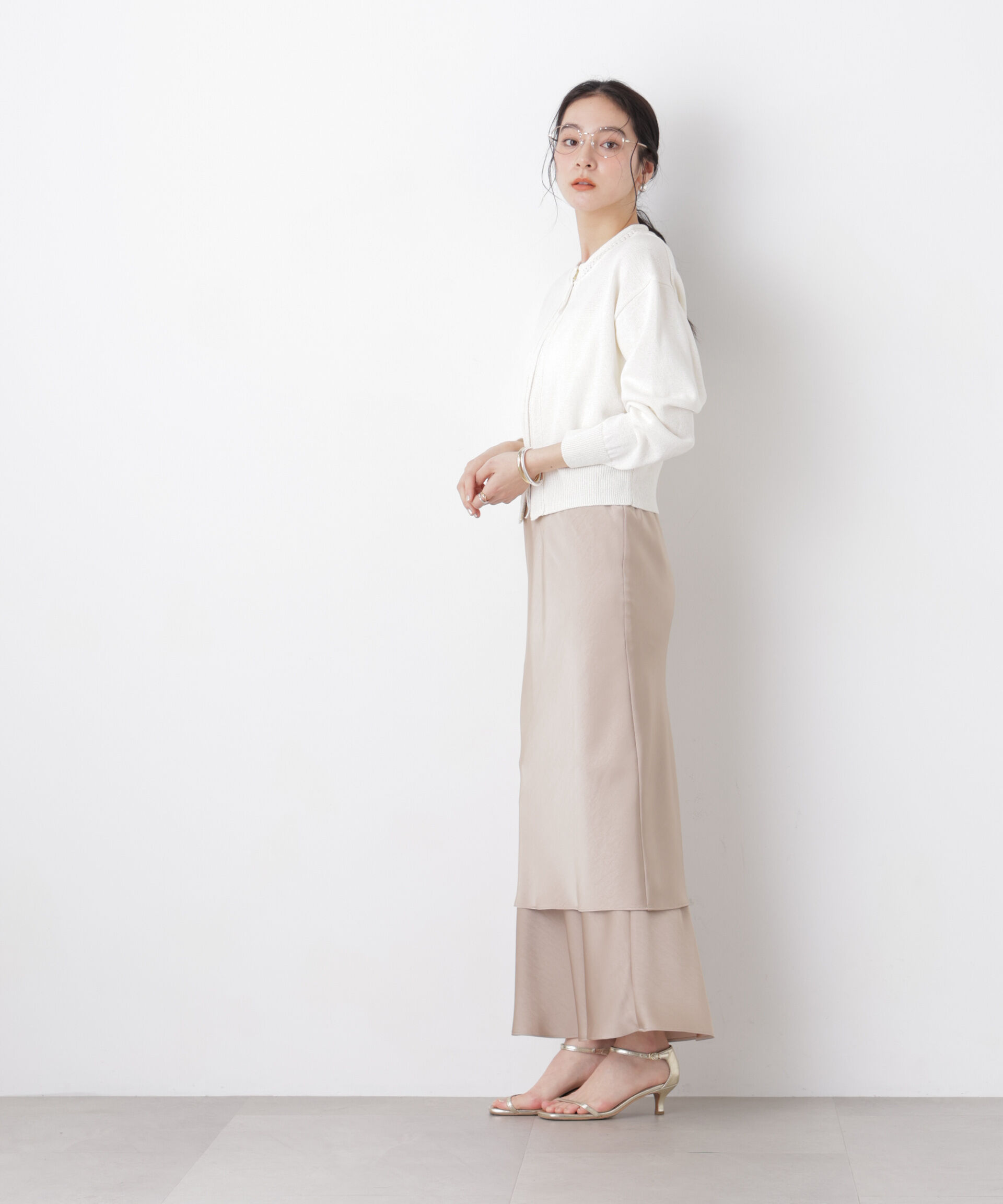 nano･universe「リネン混テープヤーンジップニットカーディガン」|ニット・セーター|