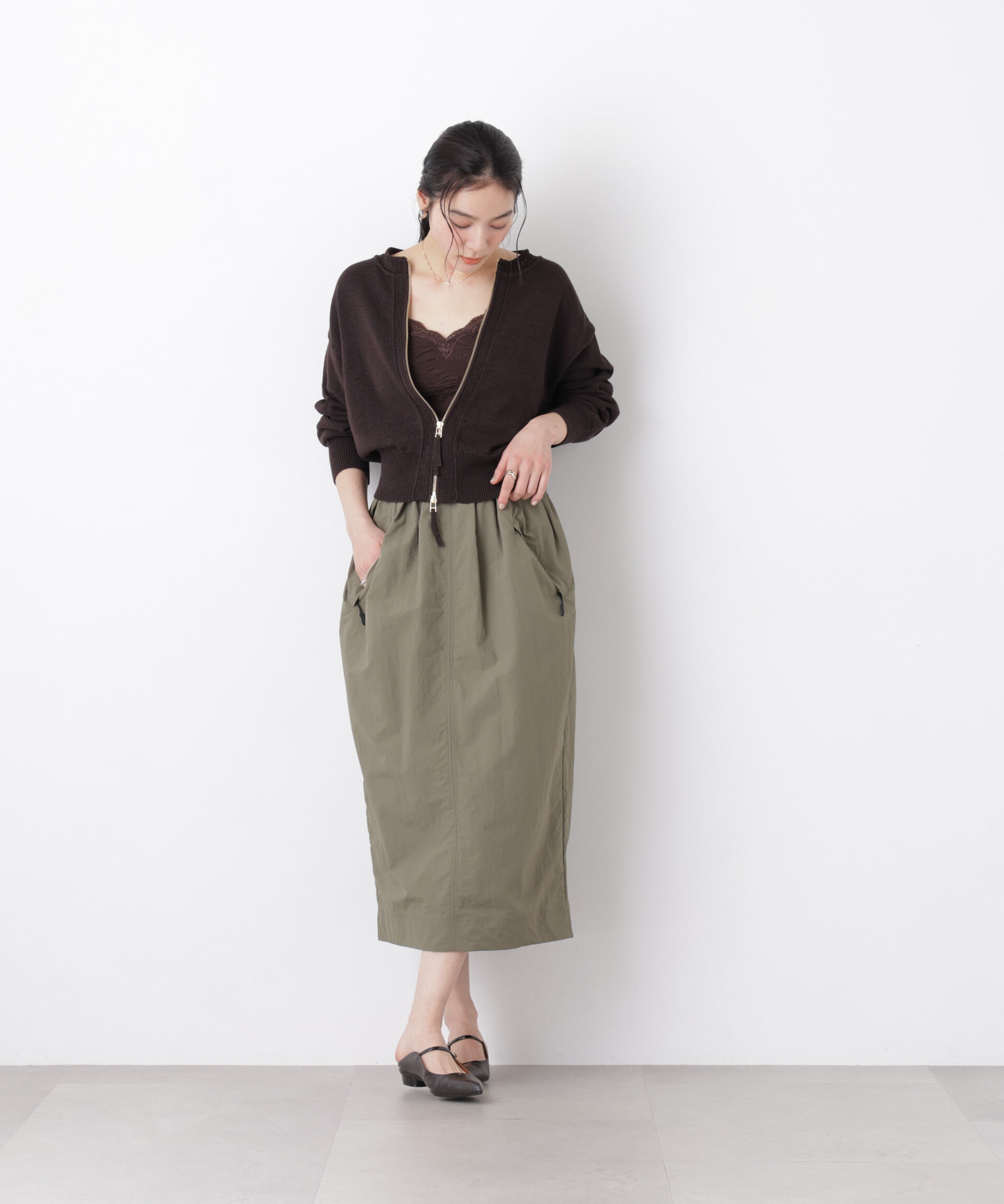 nano･universe「リネン混テープヤーンジップニットカーディガン」|ニット・セーター|