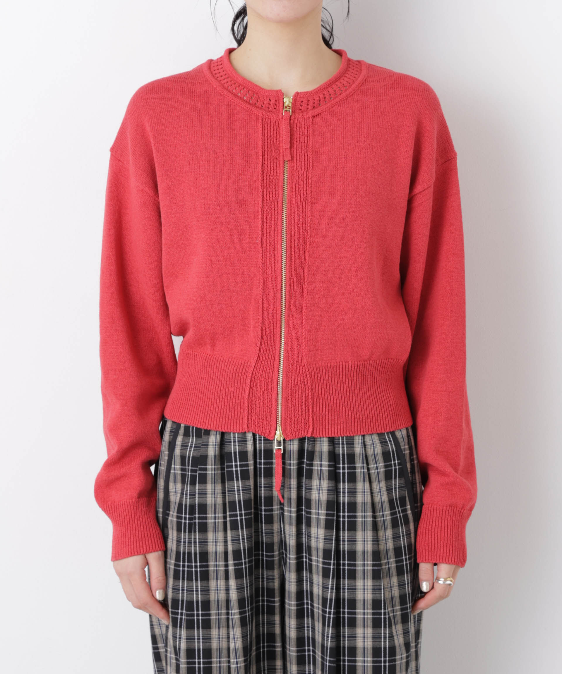 nano･universe「リネン混テープヤーンジップニットカーディガン」|ニット・セーター|