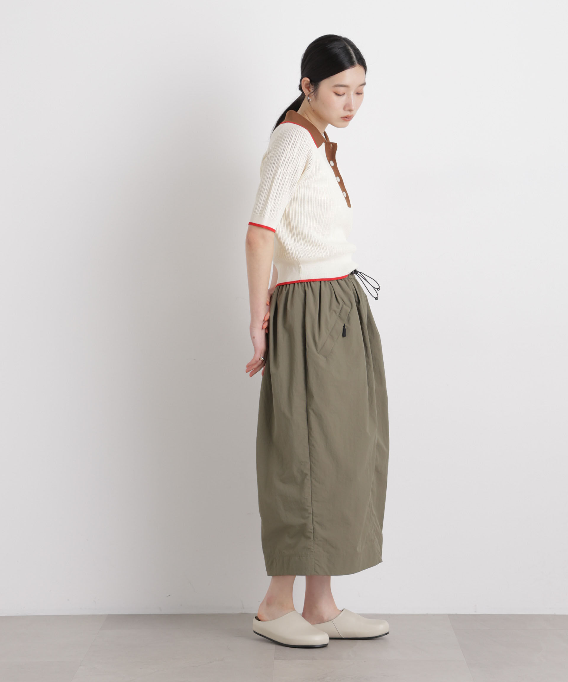 nano･universe「フレームラインアイレットポロニット」|ニット・セーター|