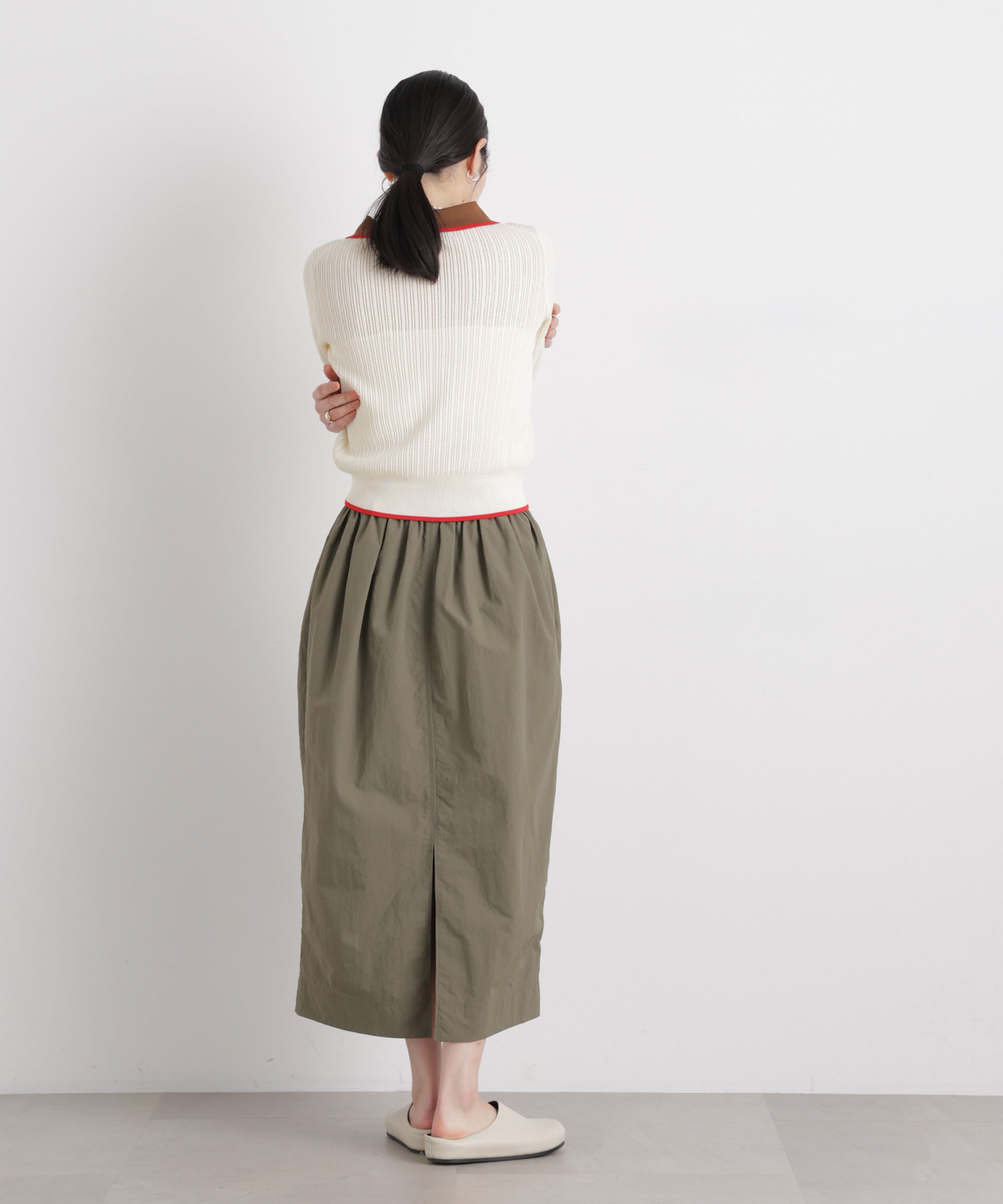 nano･universe「フレームラインアイレットポロニット」|ニット・セーター|