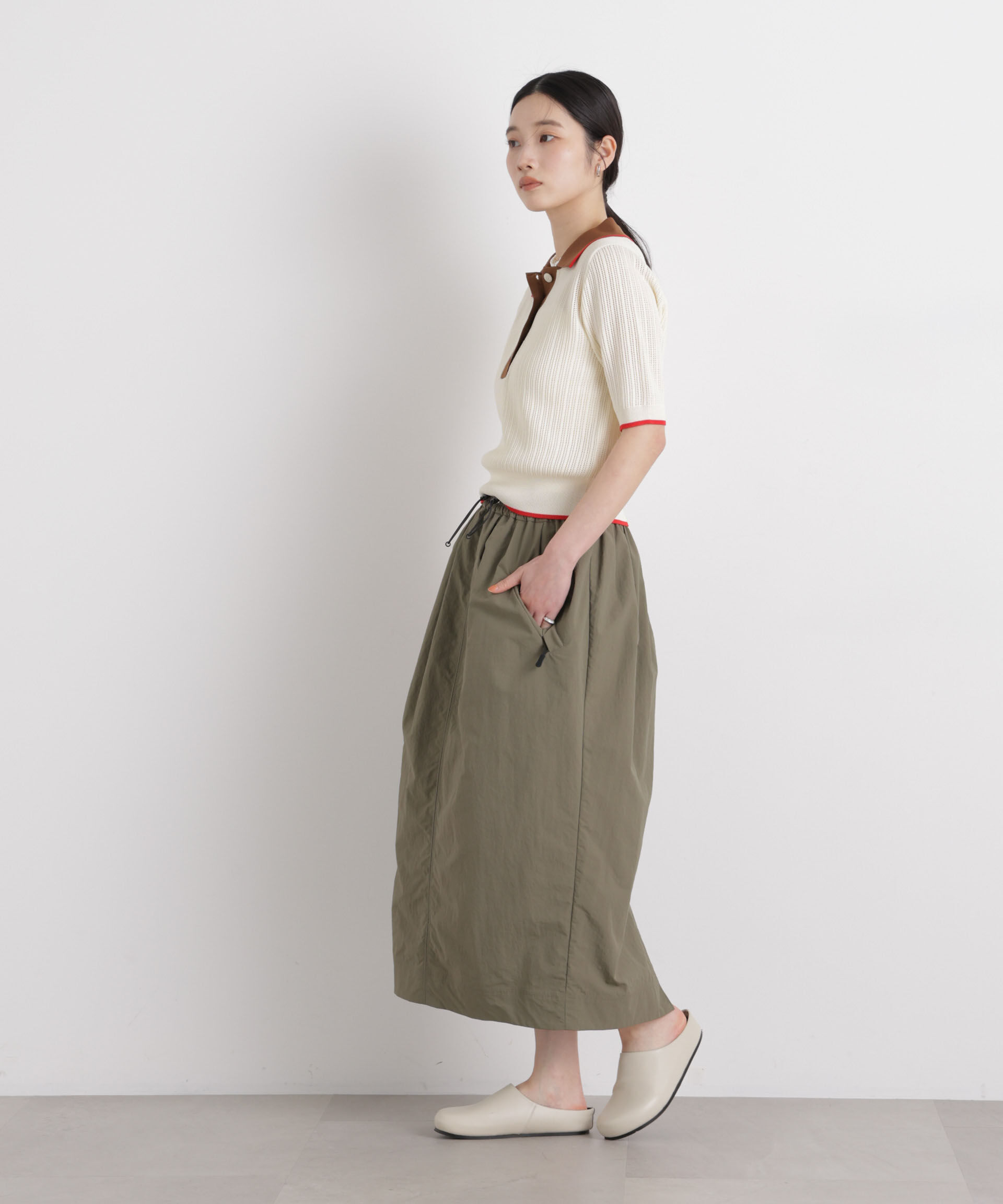 nano･universe「フレームラインアイレットポロニット」|ニット・セーター|