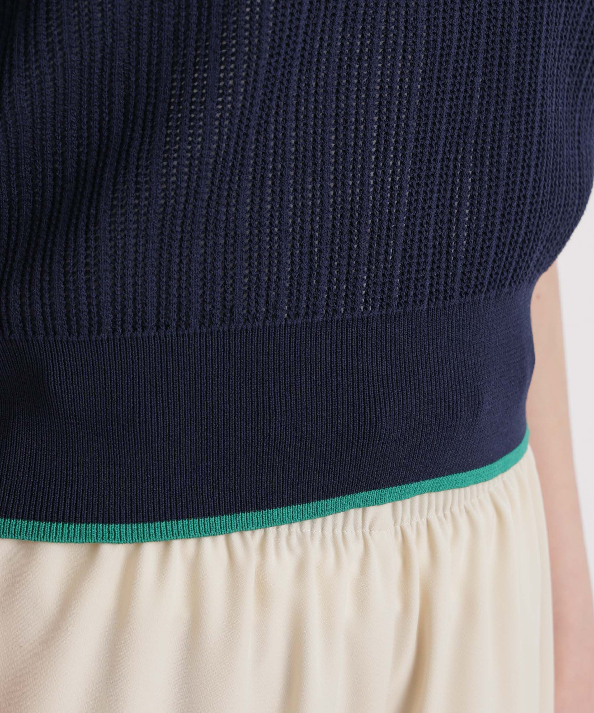 nano･universe「フレームラインアイレットポロニット」|ニット・セーター|