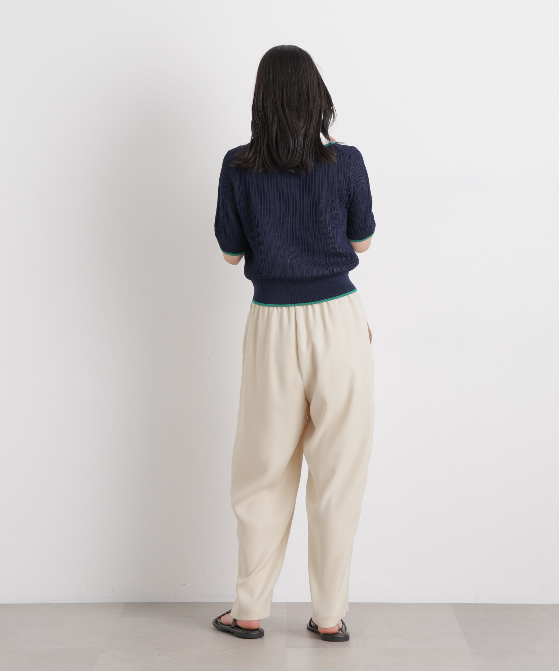 nano･universe「フレームラインアイレットポロニット」|ニット・セーター|