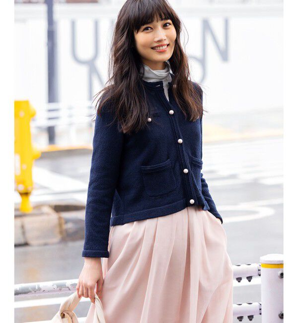 組曲「ミニブークレーツイードニットジャケット」|テーラードジャケット|ネイビー系