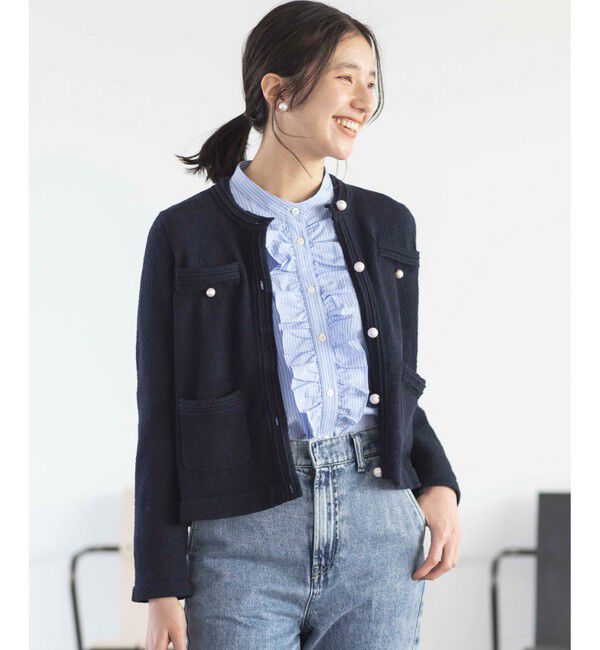 組曲「ミニブークレーツイードニットジャケット」|テーラードジャケット|