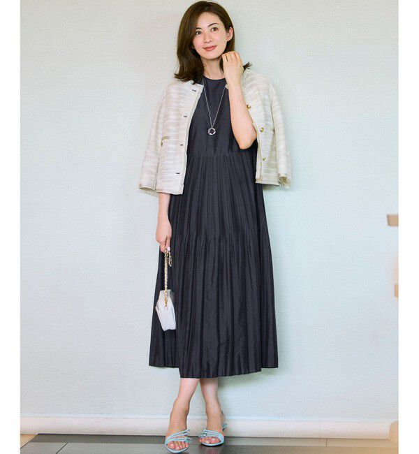 23区「サマーツイード 7分袖 ジャケット」|ノーカラージャケット|