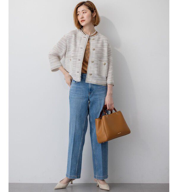 23区「サマーツイード 7分袖 ジャケット」|ノーカラージャケット|