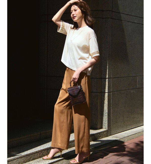 23区「【見上愛さん着用/Oggi10月号掲載/洗える】スエーディーサテン ワイド パンツ」|その他|