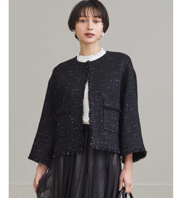 23区「GIOLICAツイード ノーカラー ジャケット」|その他|ﾌﾞﾗｯｸﾐ