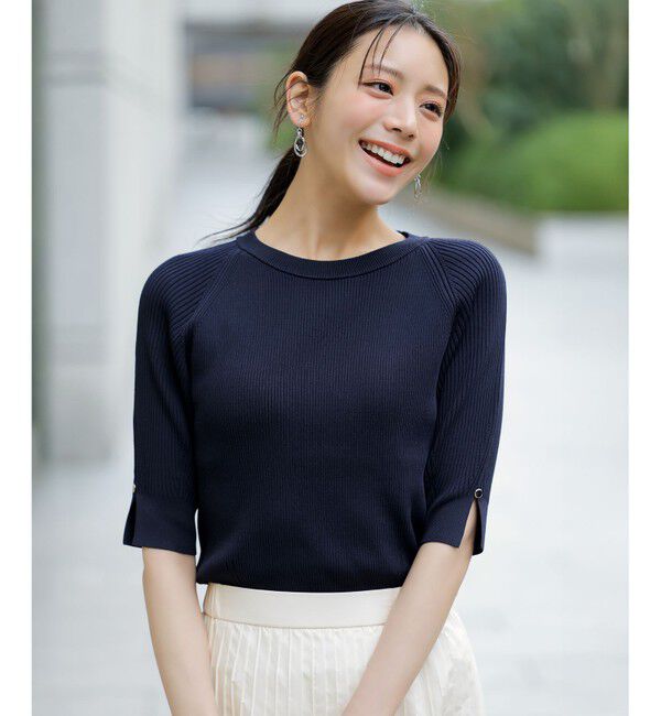 ANY SIS「【好印象ブライトニット】コクーンスリーブ ニット」|ニット・セーター|ネイビー