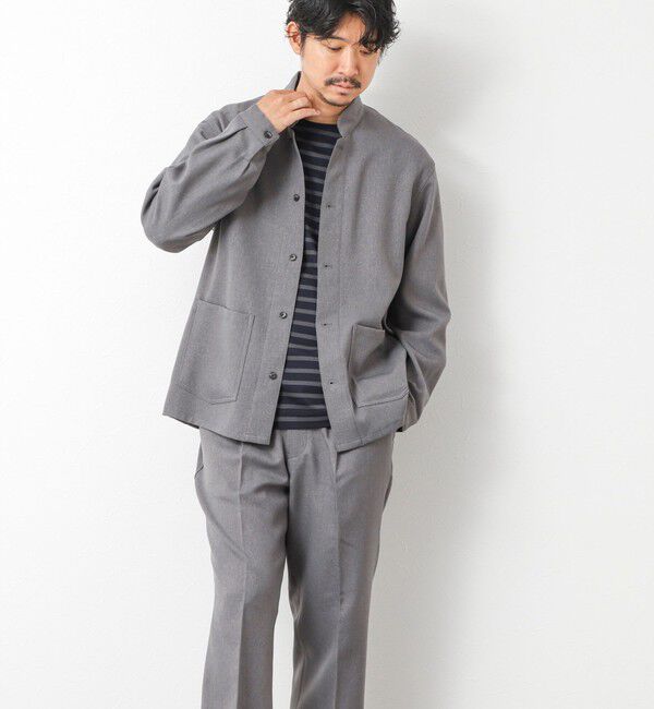 NOLLEY'S goodman「《セットアップ対応》LANATEC ウーステッドサージストレッチ マオカラーシャツブルゾン」|ブルゾン・スタジャン|