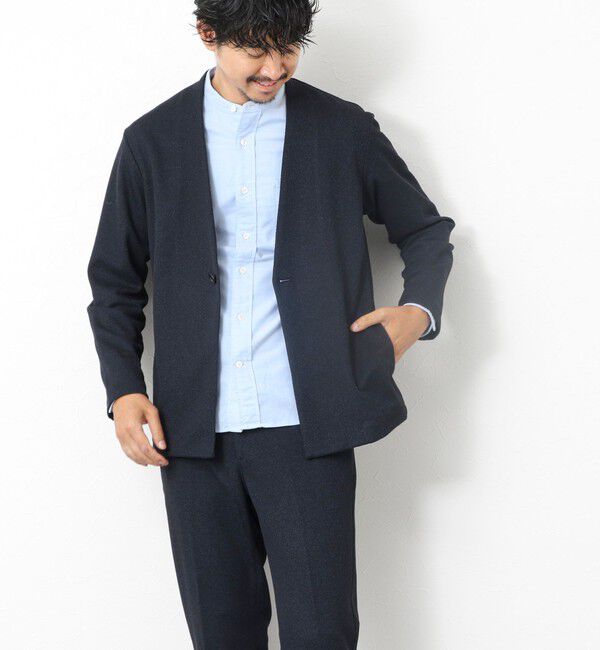 NOLLEY'S goodman「《ビジカジ/セットアップ対応》【尾州】先染めウォッシャブルノーカラーカーディガンジャケット 25AW」|ノーカラージャケット|