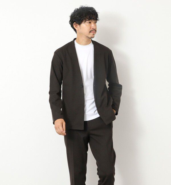 NOLLEY'S goodman「《ビジカジ/セットアップ対応》【尾州】先染めウォッシャブルノーカラーカーディガンジャケット 25AW」|ノーカラージャケット|