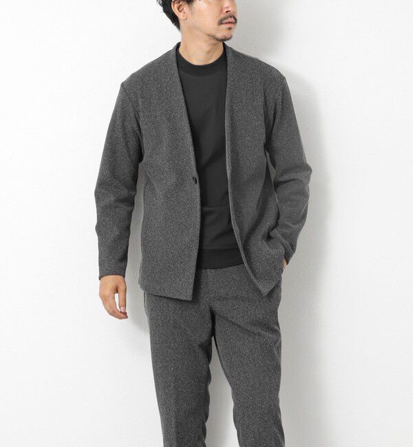 NOLLEY'S goodman「《ビジカジ/セットアップ対応》【尾州】先染めウォッシャブルノーカラーカーディガンジャケット 25AW」|ノーカラージャケット|