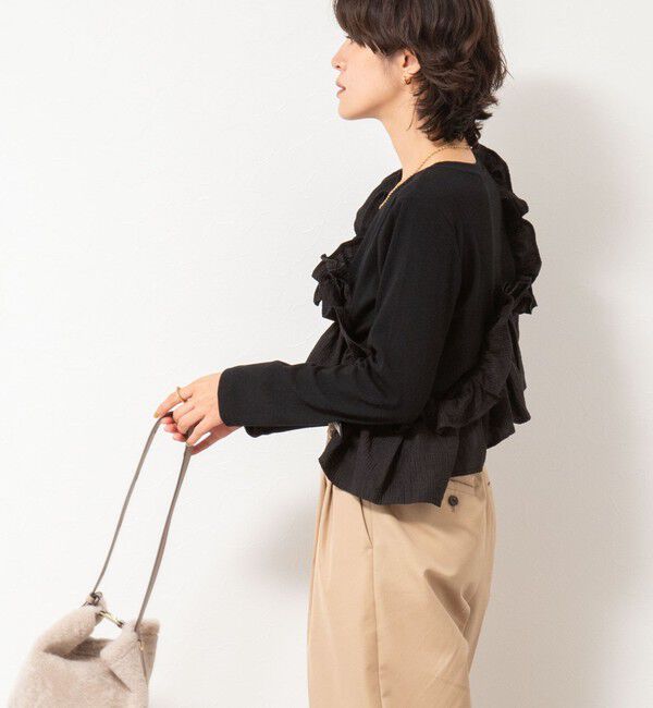 Rie Miller「3WAYリブフリルロンT」|Tシャツ・カットソー|