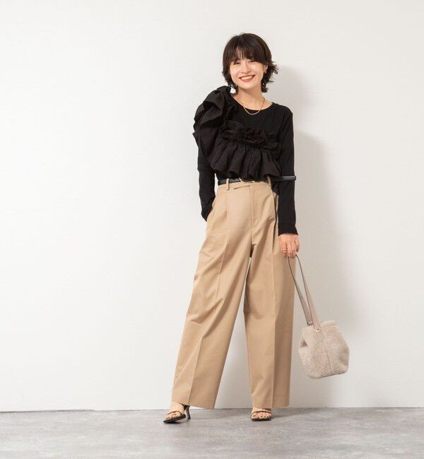 Rie Miller「3WAYリブフリルロンT」|Tシャツ・カットソー|