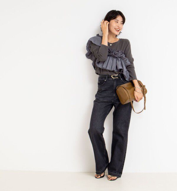 Rie Miller「3WAYリブフリルロンT」|Tシャツ・カットソー|