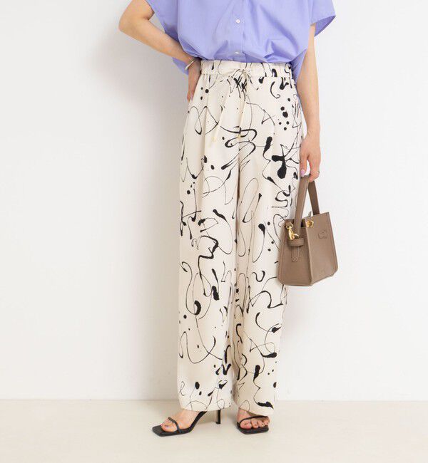 NOLLEY'S「ウォッシャブルプリントタックワイドパンツ」|チノ|ホワイト系その他2