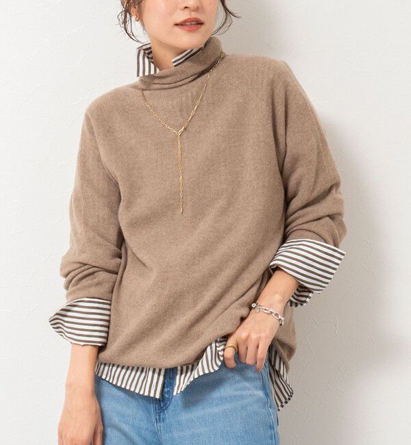 Rie Miller「【WEB&一部店舗限定】PUREカシミヤタートルネックニット」|ニット・セーター|ブラウン