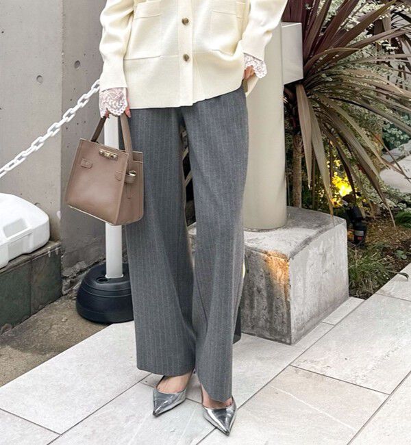 NOLLEY'S sophi「ウォッシャブル両面起毛ヘリンボーン/ストライプセミワイドパンツ」|その他|グレー系その他7