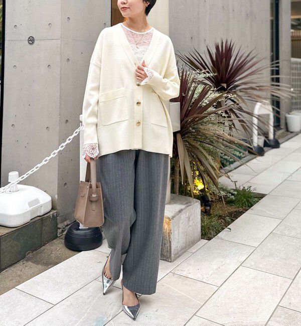 NOLLEY'S sophi「ウォッシャブル両面起毛ヘリンボーン/ストライプセミワイドパンツ」|その他|