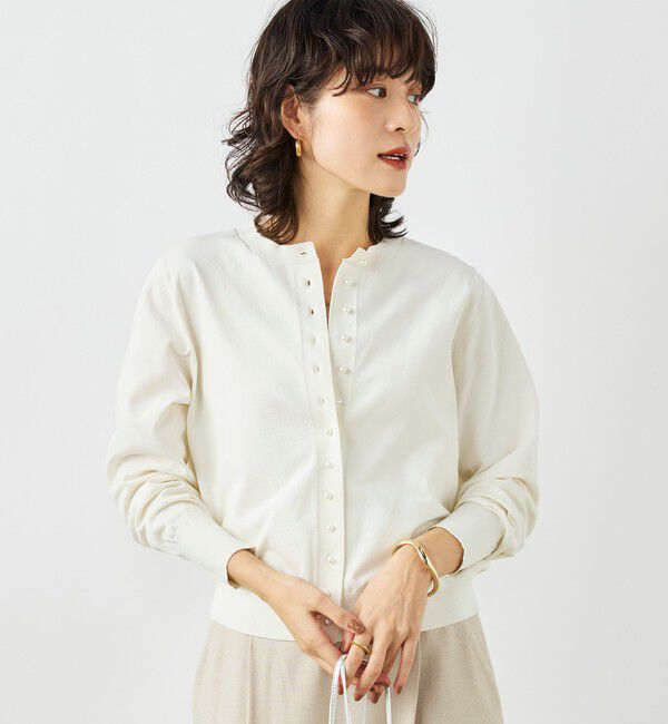 NOLLEY'S「《手洗い可能》コットンテックスクルーネックカーディガン」|カーディガン|