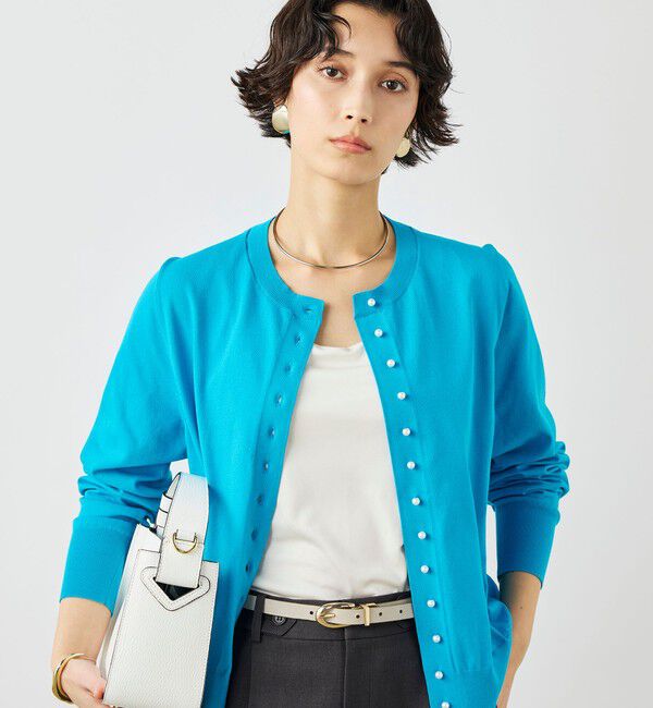 NOLLEY'S「《手洗い可能》コットンテックスクルーネックカーディガン」|カーディガン|