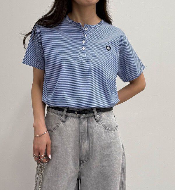 fredy emue「ハートFR刺繍ヘンリーTシャツ」|Tシャツ・カットソー|