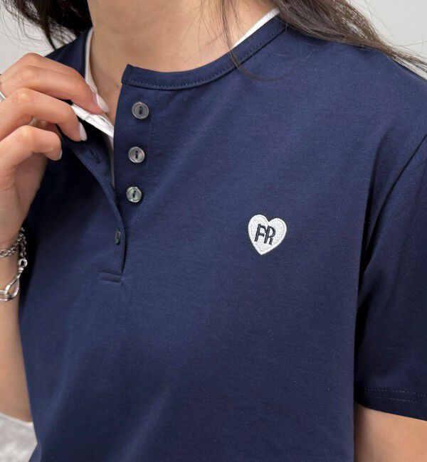 fredy emue「ハートFR刺繍ヘンリーTシャツ」|Tシャツ・カットソー|