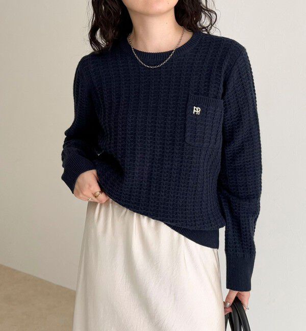 fredy emue「FR刺繍ケーブル柄ちびポケニットプルオーバー」|ニット・セーター|