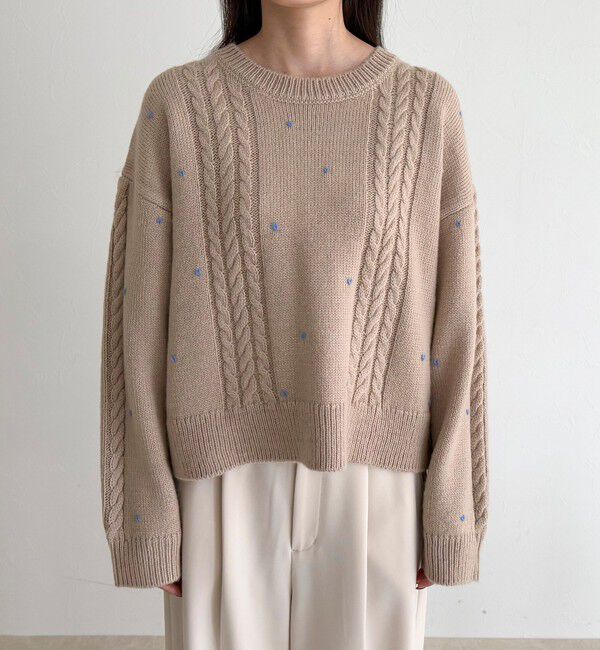 fredy emue「ハート刺繍柄編みニットプルオーバー」|ニット・セーター|