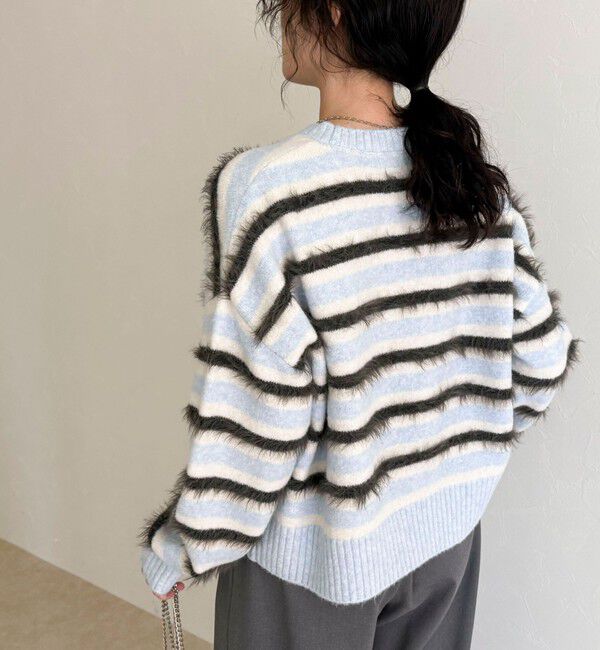 fredy emue「マルチボーダークロップドニットプルオーバー」|ニット・セーター|