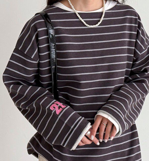 fredy emue「ニットソーボーダーBIGプルオーバー」|Tシャツ・カットソー|